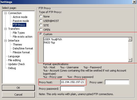 configure filezilla ftp client